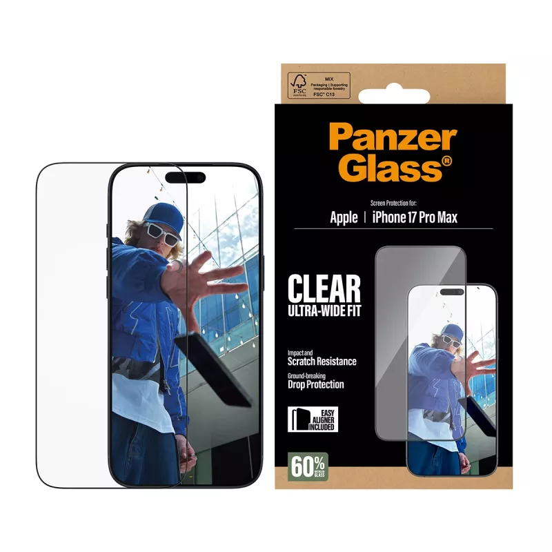 PanzerGlass ® Screen Protector iPhone 17 Pro Max | Ultra-Wide Fit w. EasyAligner