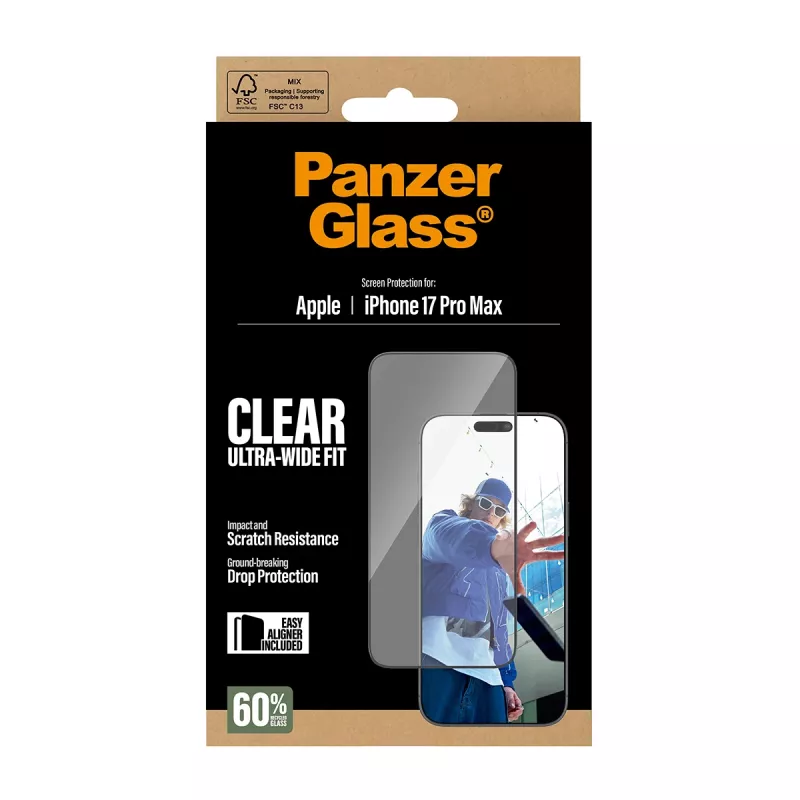 PanzerGlass ® Screen Protector iPhone 17 Pro Max | Ultra-Wide Fit w. EasyAligner