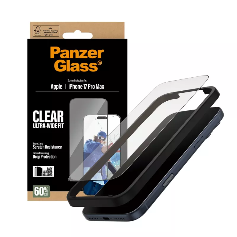 PanzerGlass ® Screen Protector iPhone 17 Pro Max | Ultra-Wide Fit w. EasyAligner