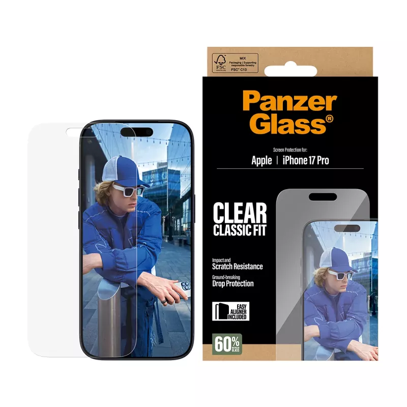 Screen Protector PanzerGlass iPhone 17 Pro Classic Fit EasyAligner Scratch Shock Resistant