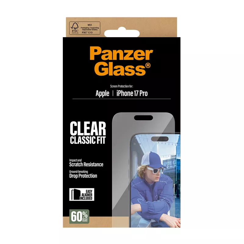 Screen Protector PanzerGlass iPhone 17 Pro Classic Fit EasyAligner Scratch Shock Resistant