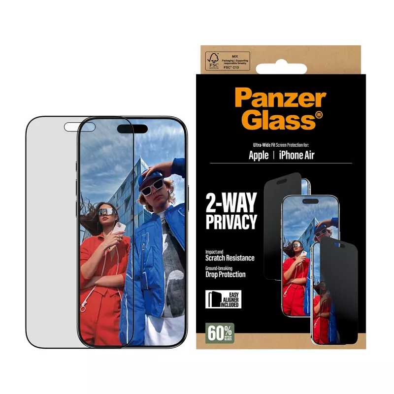 PanzerGlass ® 2-Way Privacy Screen Protector iPhone Air | Ultra-Wide Fit w. EasyAligner