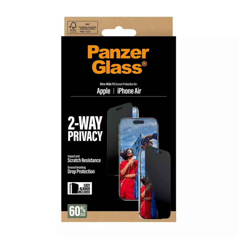 PanzerGlass ® 2-Way Privacy Screen Protector iPhone Air | Ultra-Wide Fit w. EasyAligner