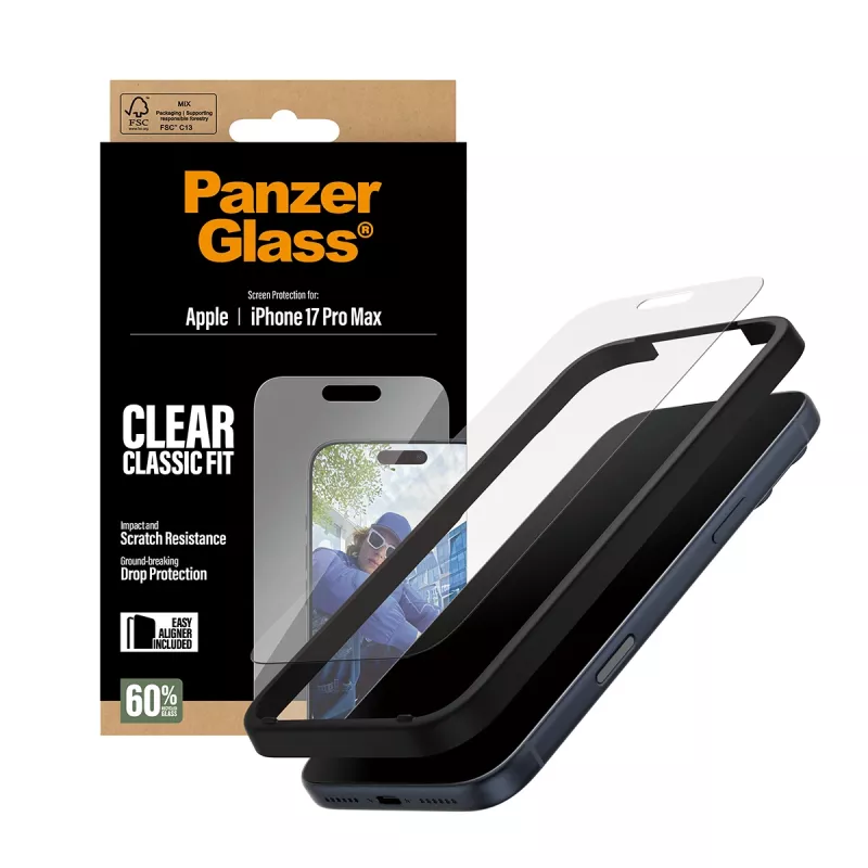 PanzerGlass ® Screen Protector iPhone 17 Pro Max | Classic Fit w. EasyAligner