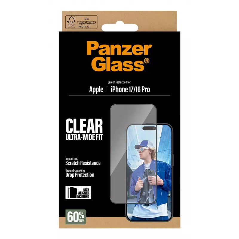 PanzerGlass ® Screen Protector iPhone 17 | iPhone 16 Pro | Ultra-Wide Fit w. EasyAligner