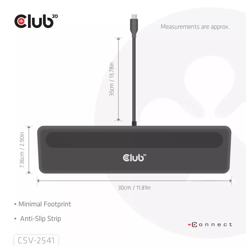 Docking station club 3d CSV-2541 USB-C with HDMI and DisplayPort outputs