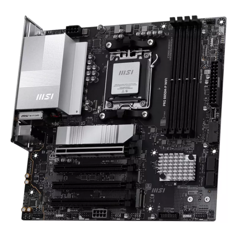 Motherboard MSI PRO B850M-P WIFI micro ATX, AMD B850, Socket AM5, 4×DDR5 DIMM, 3×M.2, Wi‑Fi 7, 5Gb LAN