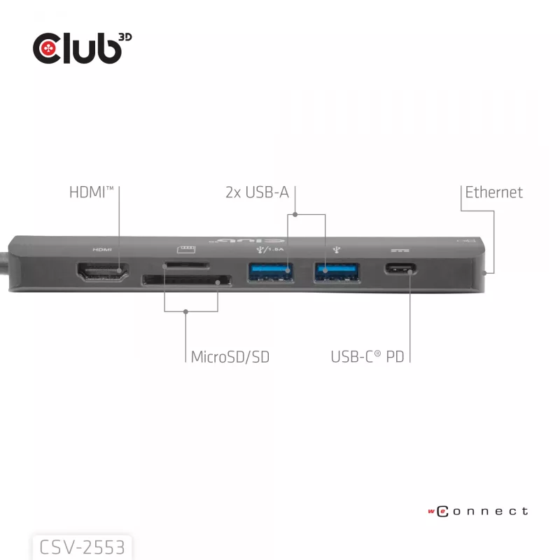 CLUB3D CSV-2553 interface hub USB Type-C 5000 Mbit/s Black