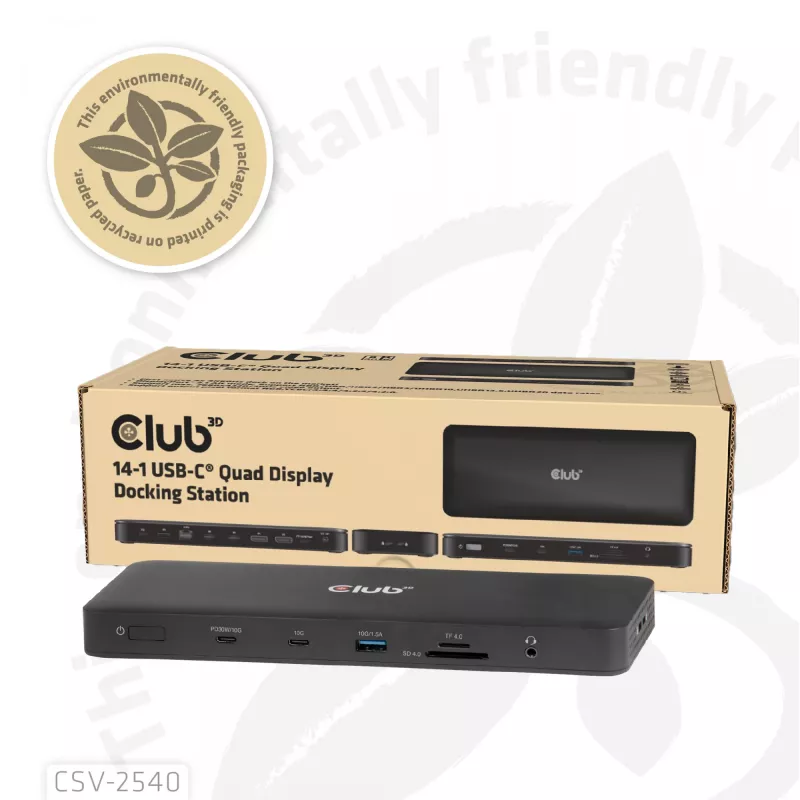 Docking station CLUB 3D 14-1 USB-C Quad Display USB4 with 2× USB 2.0 ports