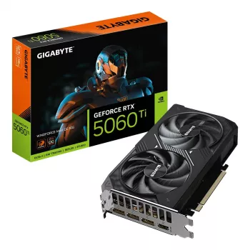 Graphics Card GIGABYTE GeForce RTX 5060 Ti 16GB GDDR7 PCIe 5.0, 128-bit, 28000 MHz, WINDFORCE 2X, 2-slot, 208×120×40 mm