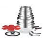 Pot set Tefal Ingenio L897SJ04 20 pcs — stainless steel, non-stick, includes 5 frying pans, 3 saucepans, wok, 4 lids