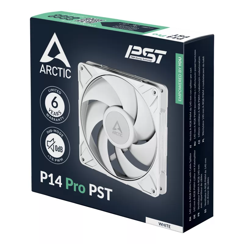 ARCTIC P14 Pro PST (White) 140 mm PWM Fan with Cable Splitter
