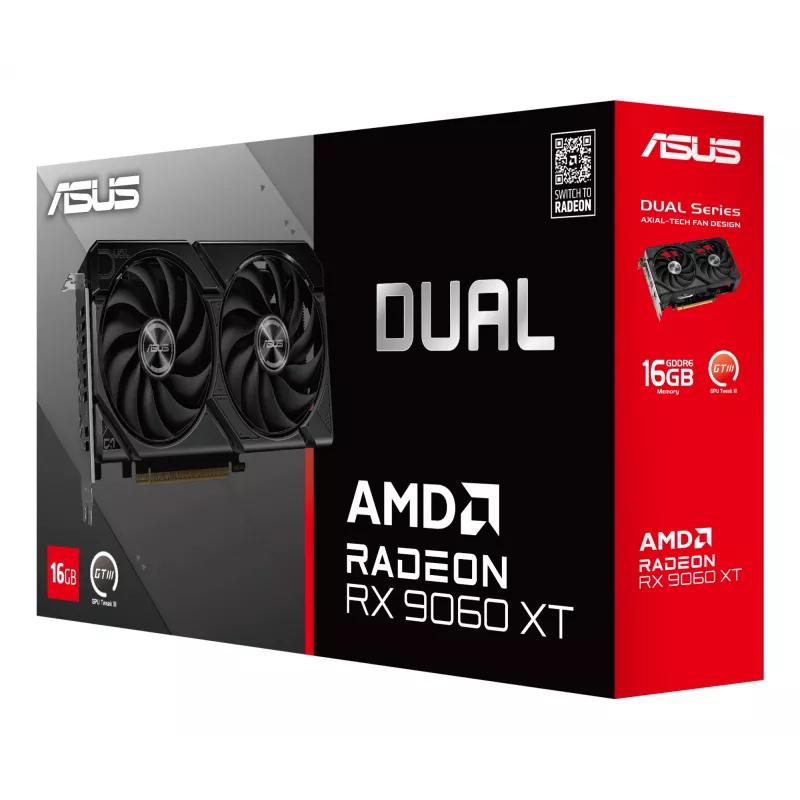 Graphics card ASUS Dual Radeon RX 9060 XT 16 GB GDDR6, 128-bit, PCIe 5.0, 2 fans