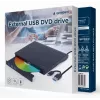 Internal DVD±RW drive Gembird DVD-USB-031 — USB Type-C, 24x CD / 8x DVD, front-loading, black, 140×18×140 mm