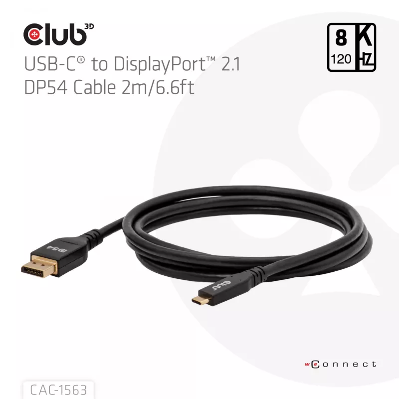 CLUB3D CAC-1563 video cable adapter 2 m USB Type-C DisplayPort Black