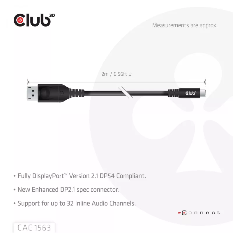 CLUB3D CAC-1563 video cable adapter 2 m USB Type-C DisplayPort Black