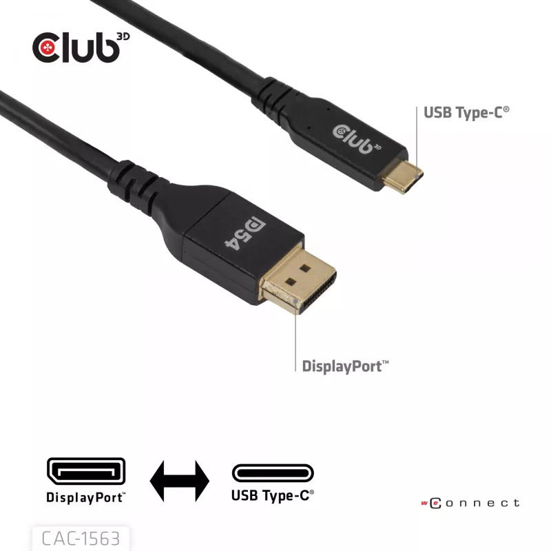 CLUB3D CAC-1563 video cable adapter 2 m USB Type-C DisplayPort Black