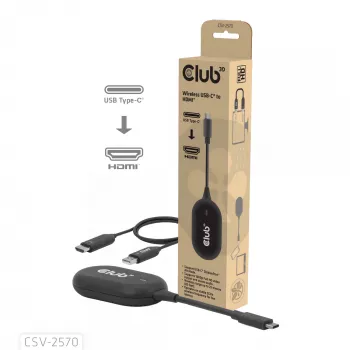 CLUB3D Wireless USB-C® to HDMI™, 1920 x 1080 pixels, AV transmitter & receiver, Wired & Wireless, Black, HDCP