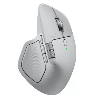 Logitech mouse MX Master 4 — right‑hand, laser 8000 DPI, RF Wireless + Bluetooth, 8 buttons, grey