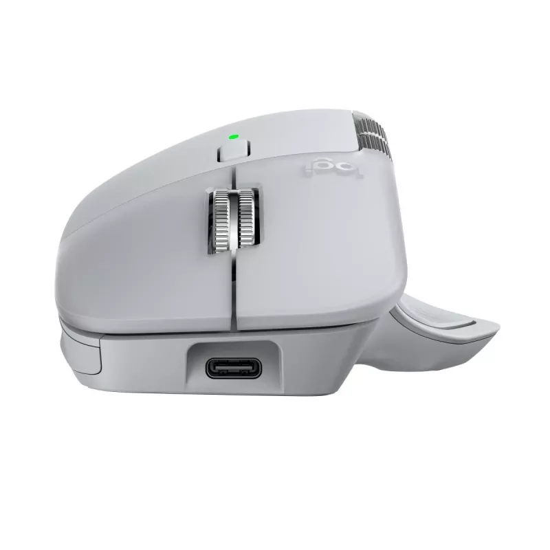 Logitech mouse MX Master 4 — right‑hand, laser 8000 DPI, RF Wireless + Bluetooth, 8 buttons, grey