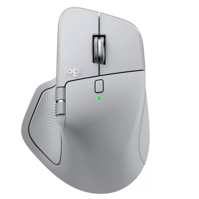 Logitech mouse MX Master 4 — right‑hand, laser 8000 DPI, RF Wireless + Bluetooth, 8 buttons, grey