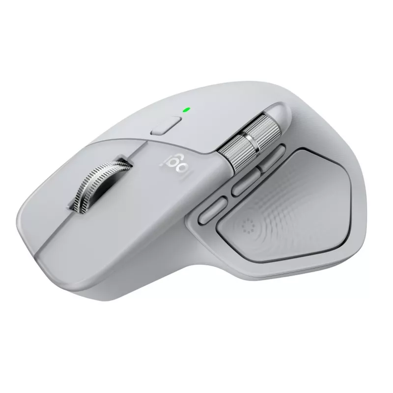 Logitech mouse MX Master 4 — right‑hand, laser 8000 DPI, RF Wireless + Bluetooth, 8 buttons, grey