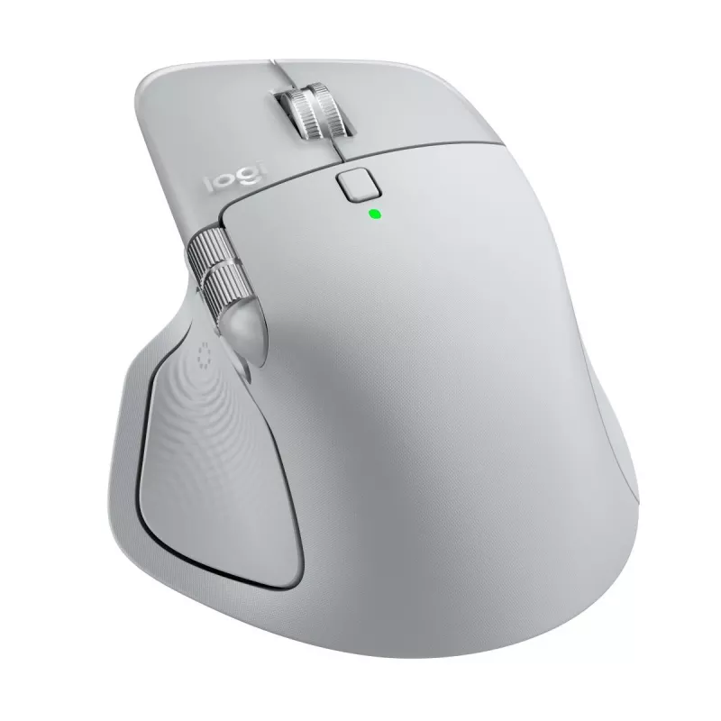 Logitech mouse MX Master 4 — right‑hand, laser 8000 DPI, RF Wireless + Bluetooth, 8 buttons, grey