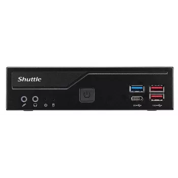 Shuttle Slim PC DH770 , S1700, 2x HDMI, 2x DP , 2x 2.5G LAN, 2x COM, 8x USB, 1x 2.5 inch, 2x M.2, 24/7 permanent operation, incl. VESA