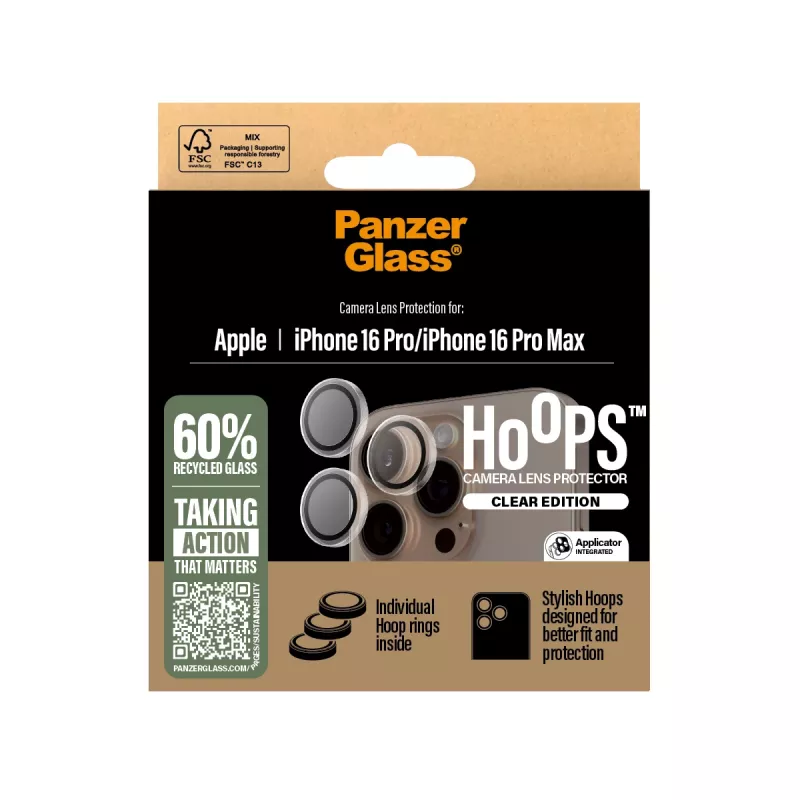 PanzerGlass ® Hoops® Camera Lens Protector Transparent iPhone 16 Pro | 16 Pro Max