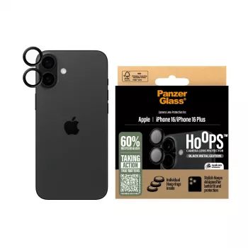 PanzerGlass ® Hoops® Camera Lens Protector Black iPhone 16 | 16 Plus