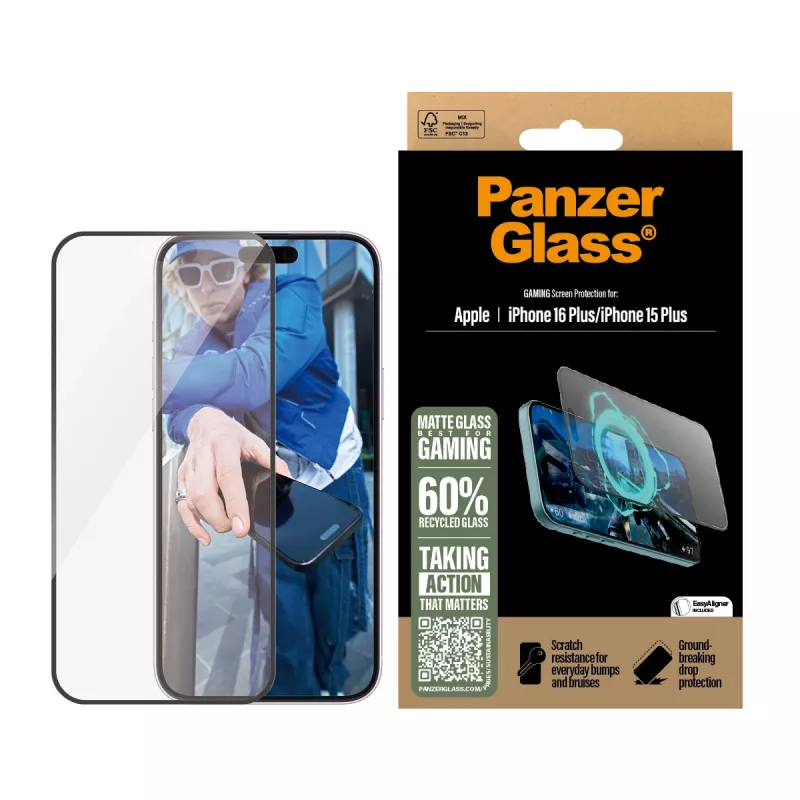 PanzerGlass ® Gaming Screen Protector iPhone 16 Plus | 15 Plus | Ultra-Wide Fit