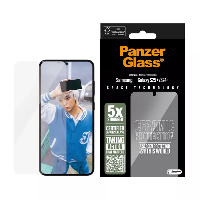 PanzerGlass ® Ceramic Screen Protector Samsung Galaxy S25+ | S24+ | Ultra-Wide Fit w. EasyAligner