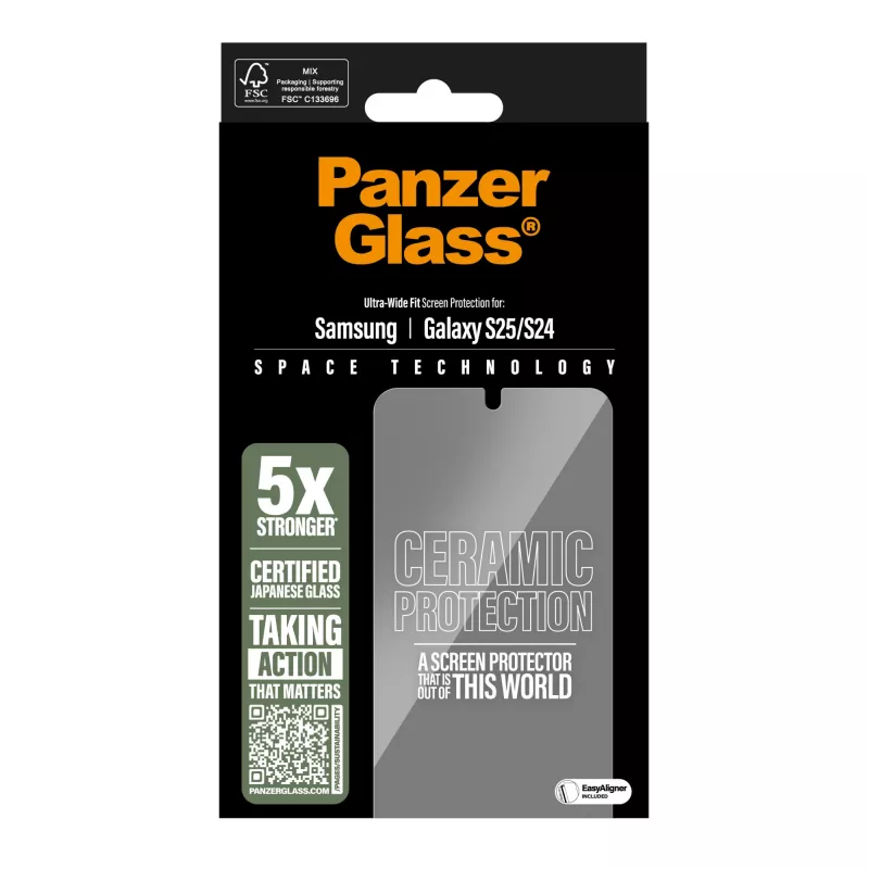 PanzerGlass ® Ceramic Screen Protector Samsung Galaxy S25 | S24 | Ultra-Wide Fit w. EasyAligner
