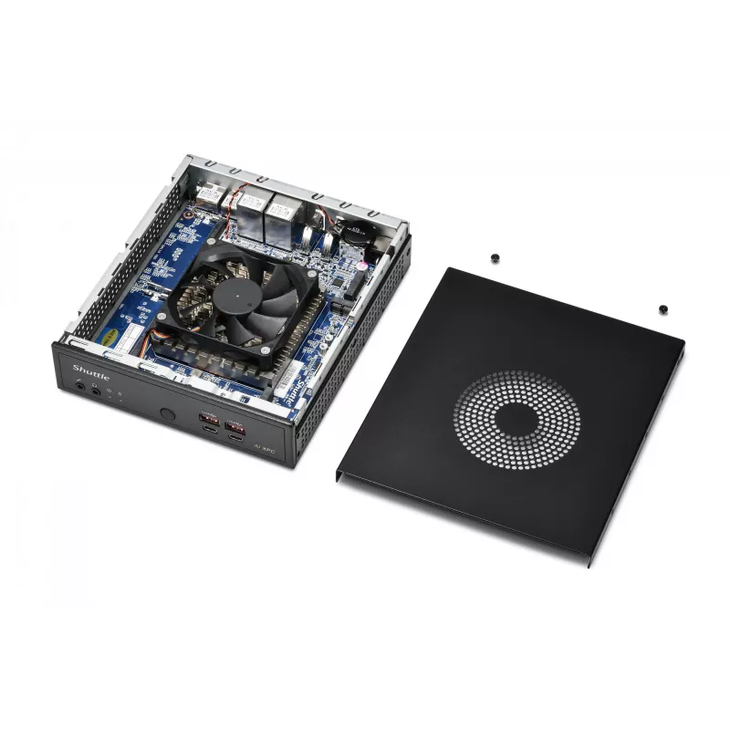 Shuttle Slim AI PC DN11H5 Intel Core Ultra 5 125H, Intel Arc graphics, 2xHDMI, 2x DP, 4x 2.5Gbit LAN, VESA, 24/7 permanent operation