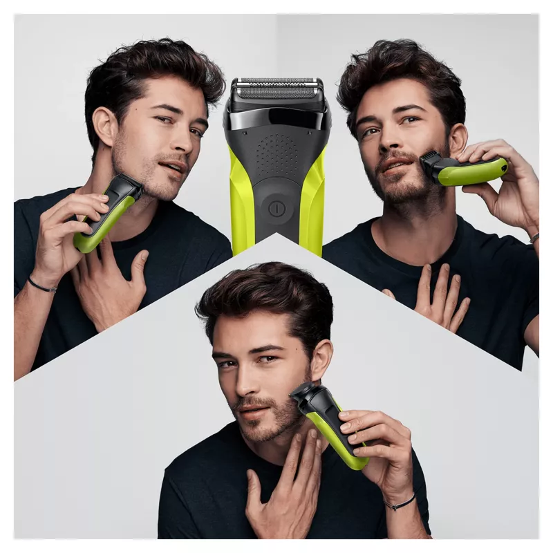Braun Series 3 Shave&Style 300BT Electric Shaver, Razor for Men, Black/Volt Green