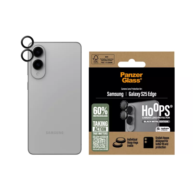 PanzerGlass ® Hoops® Camera Lens Protector Black Samsung S25 Edge