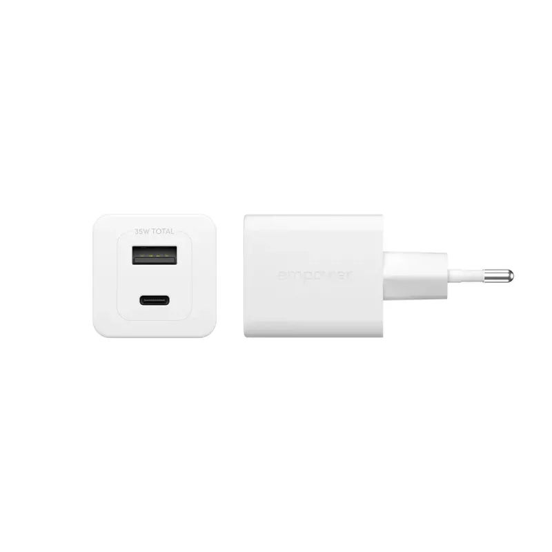 PanzerGlass empower™ by ® Turbo 35W Charger incl. USB-C + USB-A | EU Plug | Silver White
