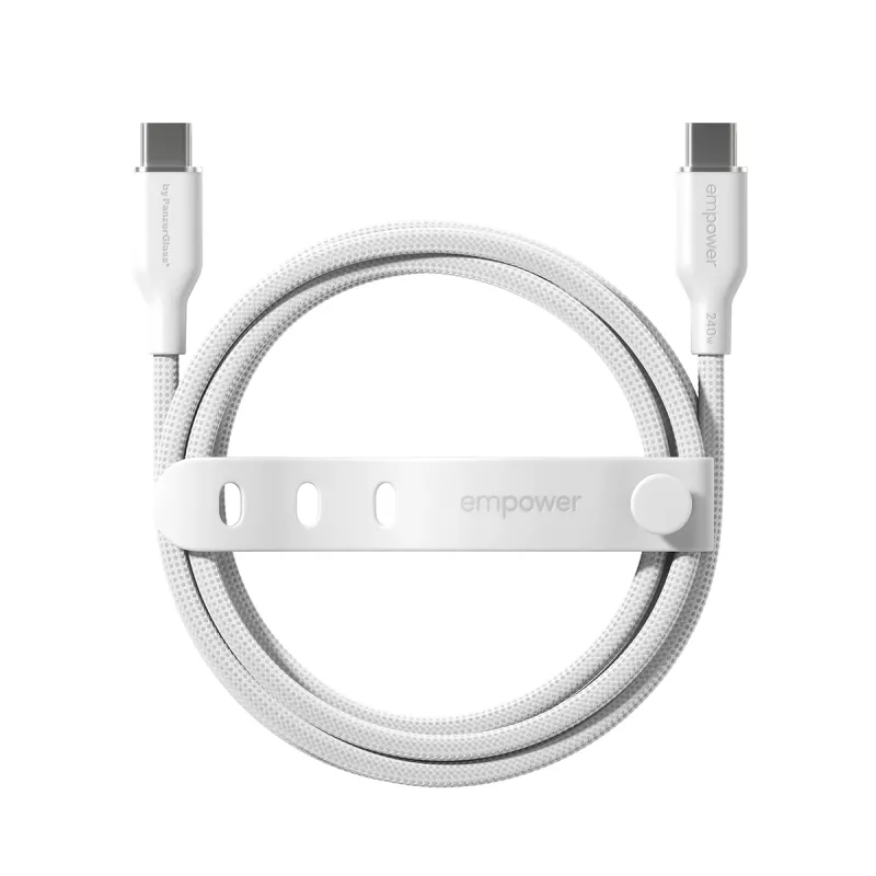PanzerGlass empower™ by ® Racing 240W USB-C to USB-C Cable | USB 2.0 | 2M | Silver White