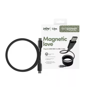 PanzerGlass empower™ by ® Magnetic 240W USB-C to USB-C Cable | USB 2.0 | 1.5M | Space Black