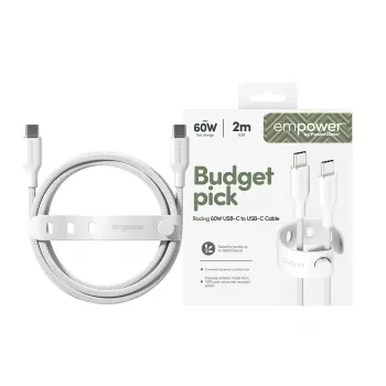 PanzerGlass empower™ by ® Racing 60W USB-C to USB-C Cable | USB 2.0 | 2M | Silver White