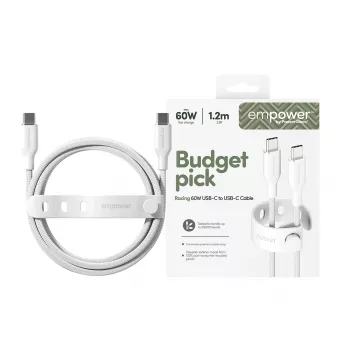 PanzerGlass empower™ by ® Racing 60W USB-C to USB-C Cable | USB 2.0 | 1.2M | Silver White