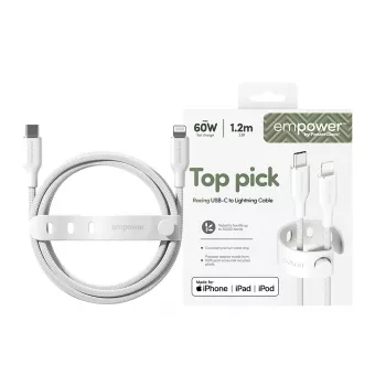 PanzerGlass empower™ by ® Racing 60W USB-C to Lightning Cable | USB 2.0 | 1.2M | Silver White