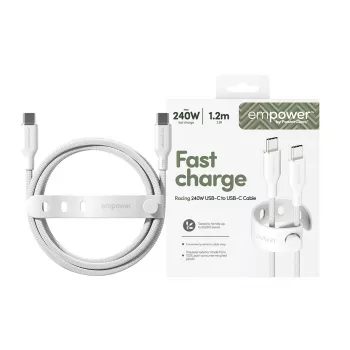 PanzerGlass empower™ by ® Racing 240W USB-C to USB-C Cable | USB 2.0 | 1.2M | Silver White