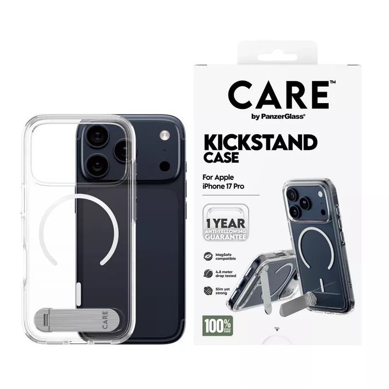 PanzerGlass CARE™ by ® Case Transparent w. Kickstand & MagSafe iPhone 17 Pro
