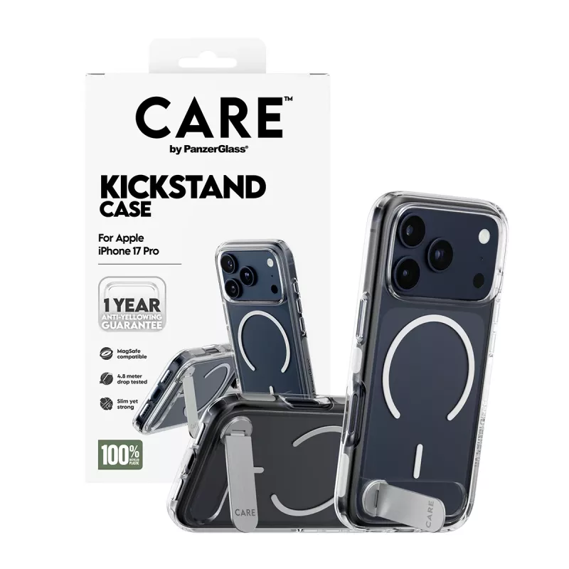 PanzerGlass CARE™ by ® Case Transparent w. Kickstand & MagSafe iPhone 17 Pro