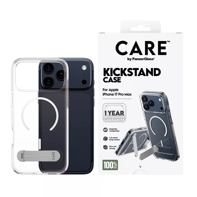 PanzerGlass CARE™ by ® Case Transparent w. Kickstand & MagSafe iPhone 17 Pro Max