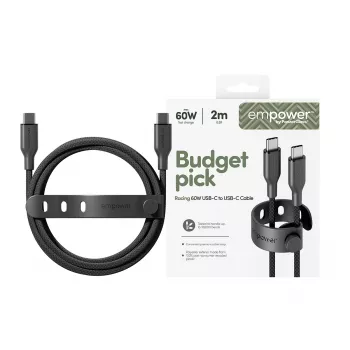 PanzerGlass empower™ by ® Racing 60W USB-C to USB-C Cable | USB 2.0 | 2M | Space Black
