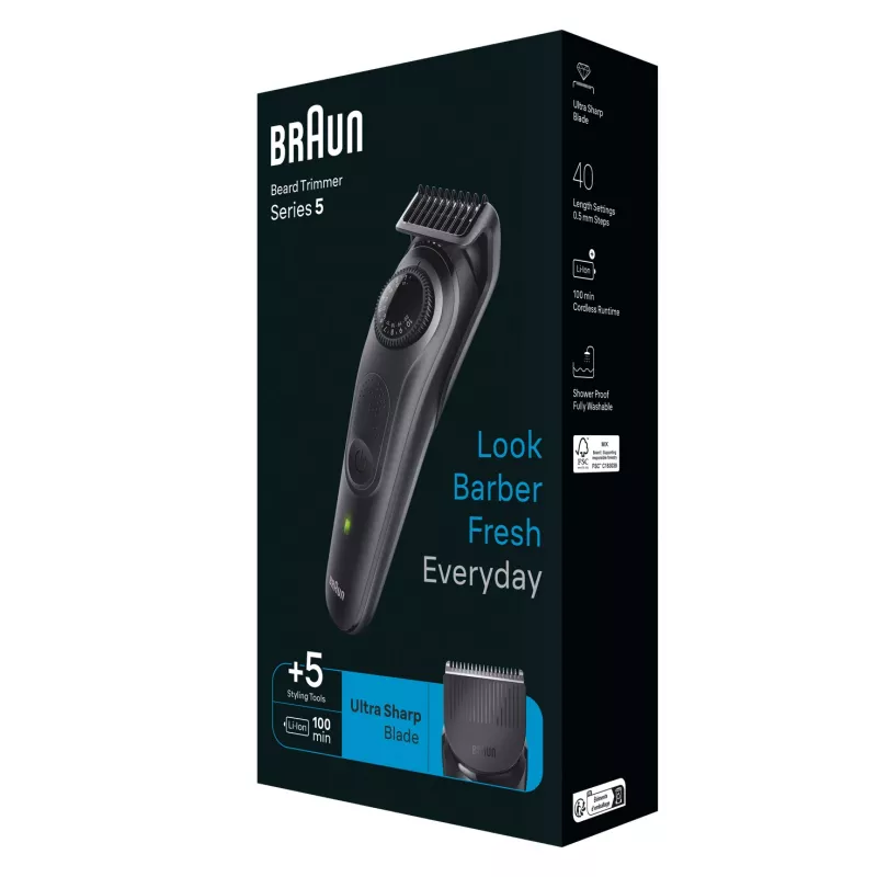 Braun BeardTrimmer 5 BT5430 beard trimmer Battery 40 2 cm Wet & Dry Black