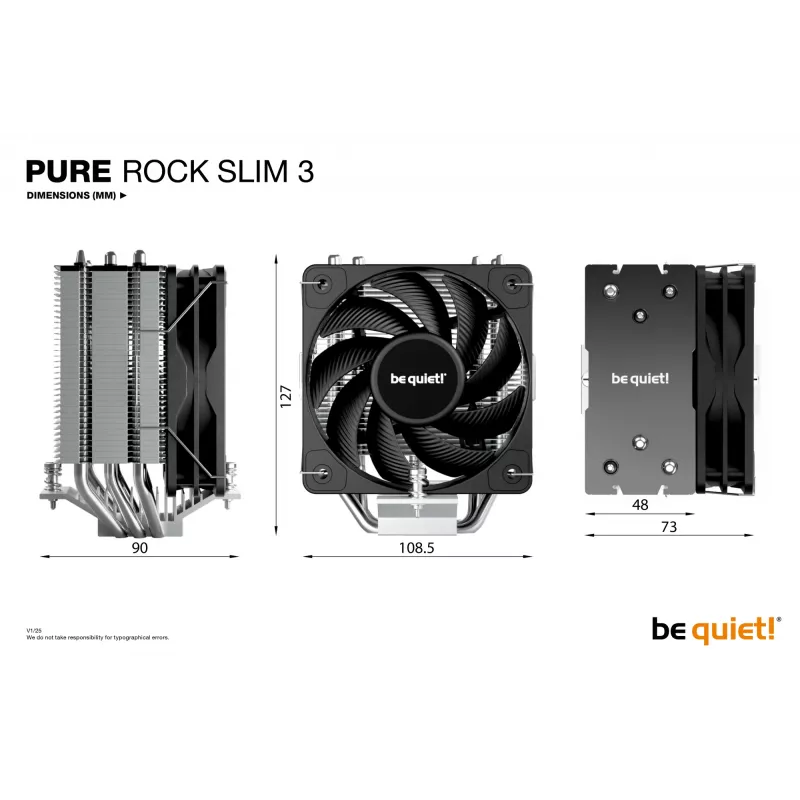 be quiet Pure Rock Slim 3 Processor Air cooler 10 cm Silver 1 pc(s)