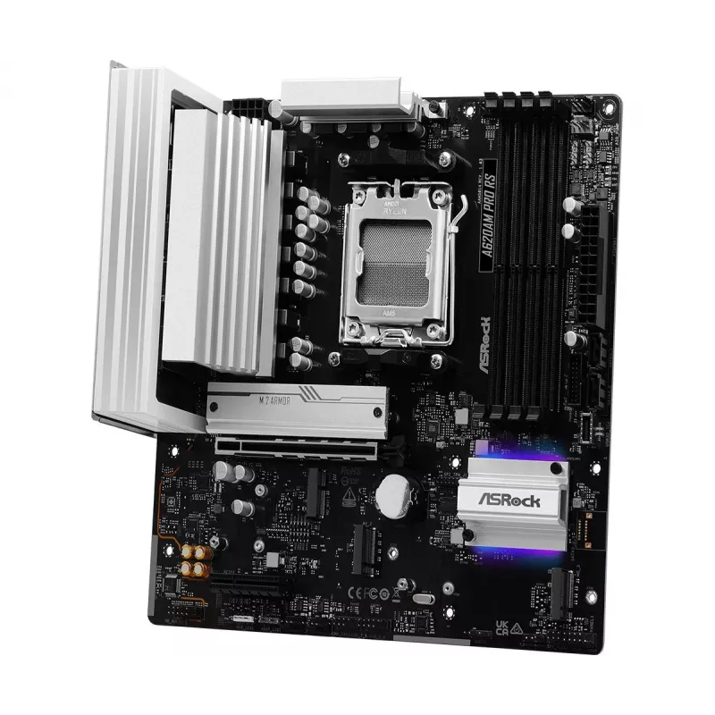 ASRock Motherboard A620AM Pro Rs AM5 AMD A620A 4 X DDR5 1 X HDMI 2.1 Tmds/frl 8g Compatible 1 X DisplayPort 1.4 With DSC mATX